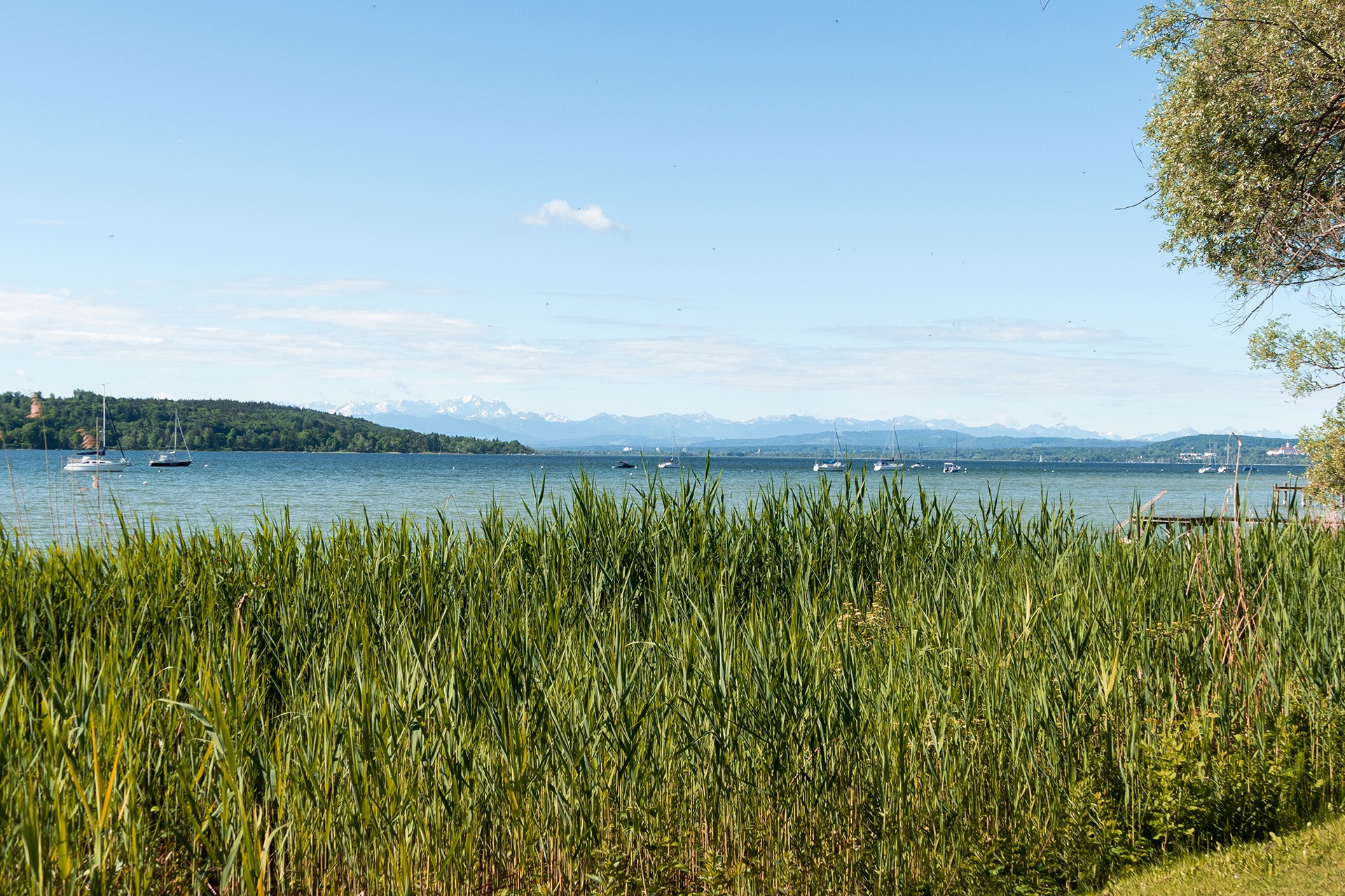 Blick auf den Ammersee und die Zugspitze